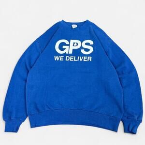 Vintage Blue GPS We Deliver global postal service sweatshirt Men Large crewneck